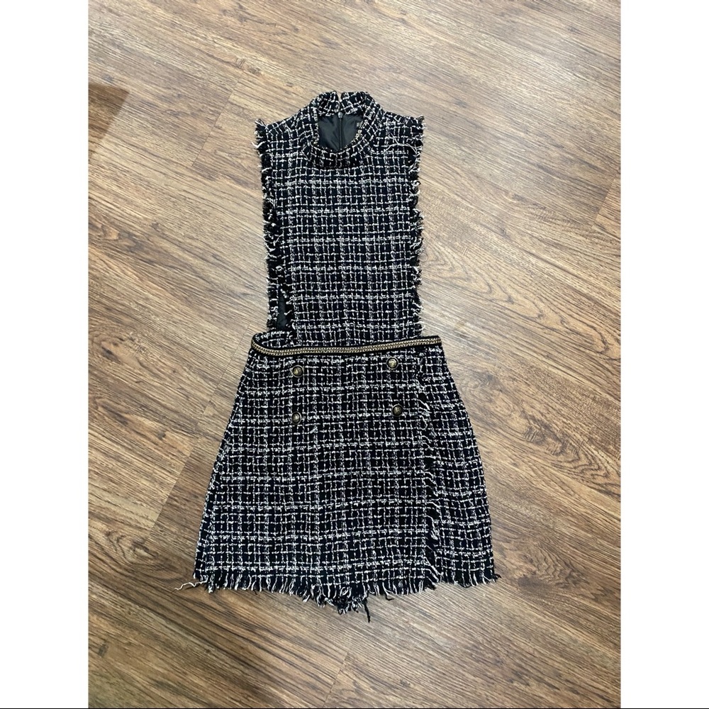Zara black and white tweed